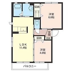 ソフィアE 2LDKの間取図画像
