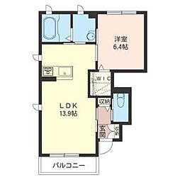 アビタシオン1 1LDKの間取図画像