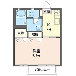 グランドール天川Ａ 2階1Kの間取り