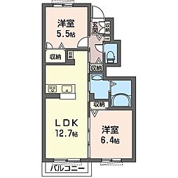 ソレイユデプランタン 2LDKの間取図画像