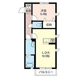 アミコートB 1LDKの間取図画像