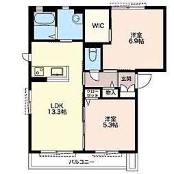 フェリーチェA 2LDKの間取図画像