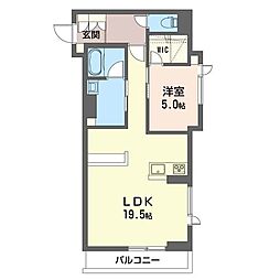 アンソレイユ 1LDKの間取図画像
