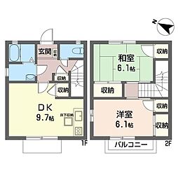 ヴィラパシモン2 2DKの間取図画像