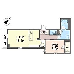 シャーメゾン新目白 2階1LDKの間取り