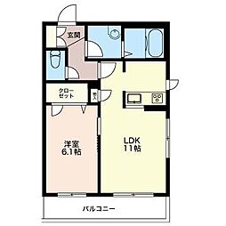 グランシャリオ市ヶ谷 1LDKの間取図画像