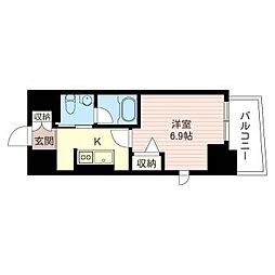 グランメール東新宿 1Kの間取図画像