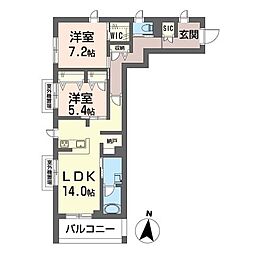 ウインド　シュピール 3階2LDKの間取り