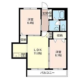 アトリエール 2LDKの間取図画像