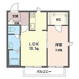 サニックスプラザタマガワ 1LDKの間取図画像