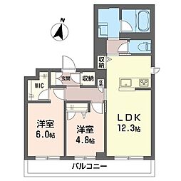 グランドリーフ 2LDKの間取図画像