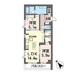アンビシア大原 2LDKの間取図画像