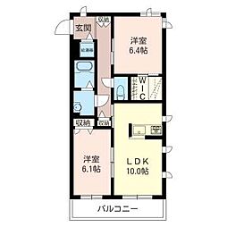 プレミール 2LDKの間取図画像