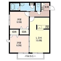 サニックスプラザタマガワ 2LDKの間取図画像