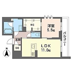 Alflat武蔵小杉 1LDKの間取図画像
