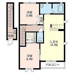 レフィナードB 2LDKの間取図画像