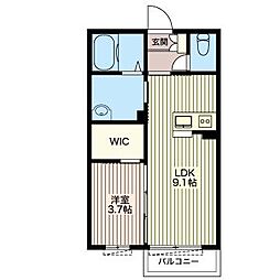 サンビレッジA 1LDKの間取図画像