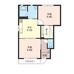 パークヒルB 2DKの間取図画像