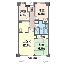 西鶴間ホームズ 3LDKの間取図画像
