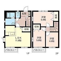 エクセルコーポA棟 3LDKの間取図画像