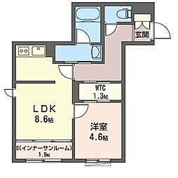 ラポール　シェノン 2階1SLDKの間取り