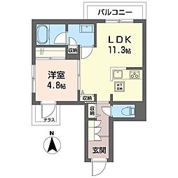 アンフィニ鷺宮 1LDKの間取図画像