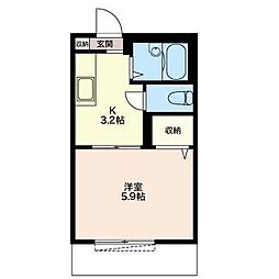 フラッツ江古田 1階1Kの間取り