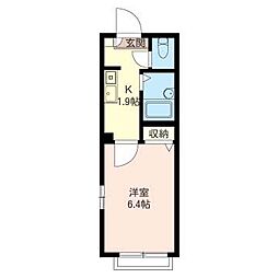 リヴィエラ 2階1Kの間取り