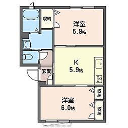 Ｐａｒｋ　Ｒｅｓｉｄｅｎｃｅ 1階2Kの間取り