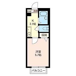 カーサベルデ上池袋 2階1Kの間取り