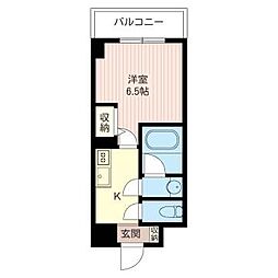 白山ハイツ 5階1Kの間取り