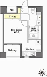 ブランヴェール 1Kの間取図画像