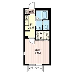 メゾンいぶき 1Kの間取図画像