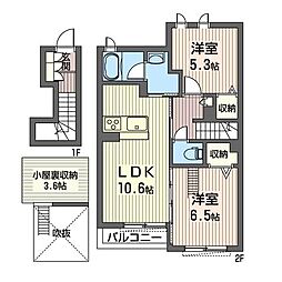 グリナージュ 2LDKの間取図画像