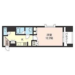 エスティメゾン銀座 2階1Kの間取り