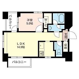 エスティメゾン恵比寿II 4階1LDKの間取り