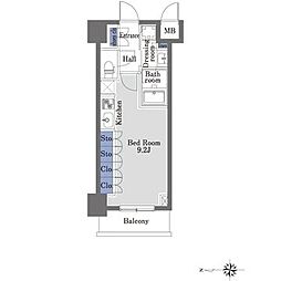 プライムメゾン八丁堀 ワンルームの間取図画像