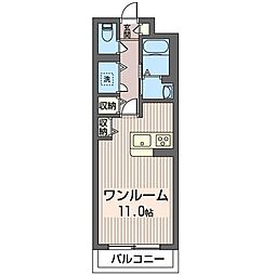 キャトルセゾン恵比寿 ワンルームの間取図画像