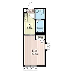 サンパティーク戸越 1Kの間取図画像