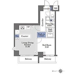 プライムメゾン八丁堀 1LDKの間取図画像