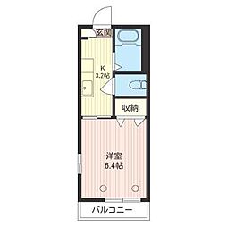 ダンデリオン 2階1Kの間取り