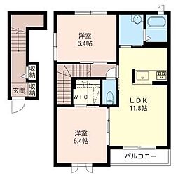 クレエール1 2LDKの間取図画像