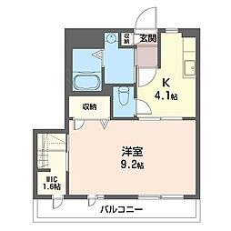 クォーレ 1Kの間取図画像