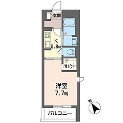 ルミエールヒル 1Kの間取図画像