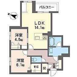 グランアリスティオ 2LDKの間取図画像