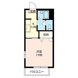 アムール 1Kの間取図画像