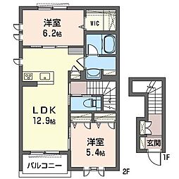 リヴィアス 2LDKの間取図画像