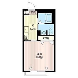 コーポ・グレイス 1Kの間取図画像