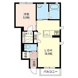 リゲルワン 1階1LDKの間取り