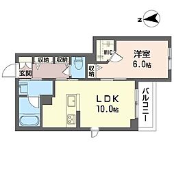 フェリーチェ ヴィータ 1LDKの間取図画像